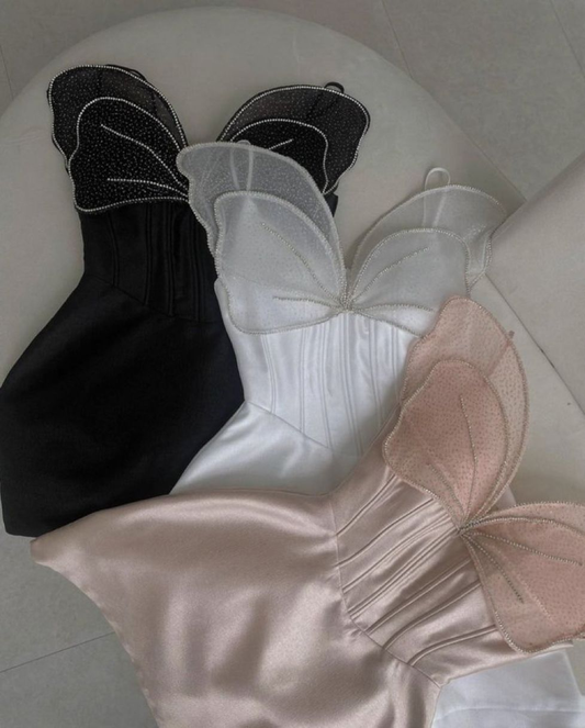 Sweet Butterfly Strapless Sheath 18th Birthday Outfits Formal Graduation Homecoming Dress D511