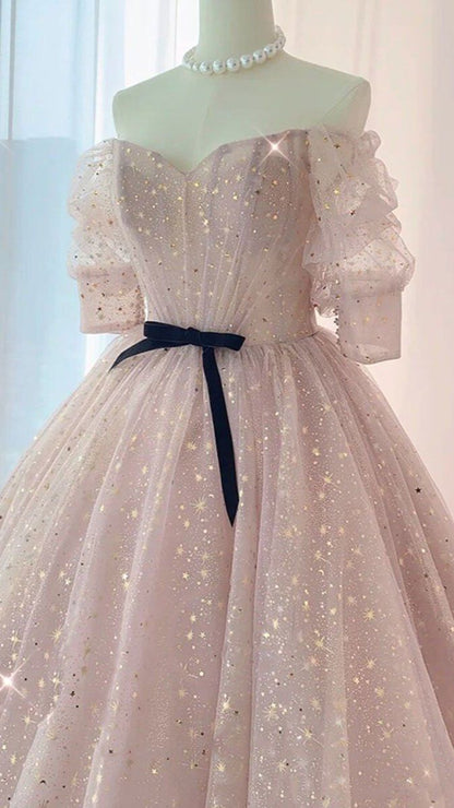 Pink Tulle Long Prom Dress Sweet 16 Dress Ball Gown M5403