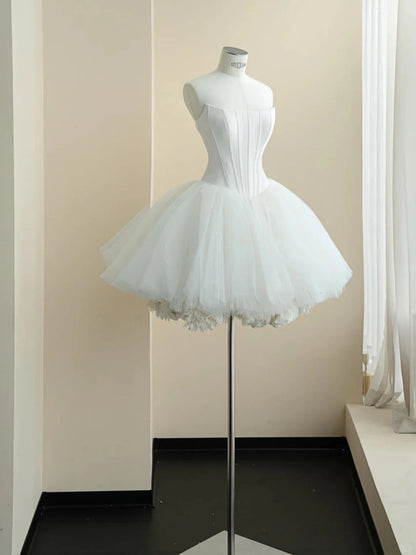 Elegant Homecoming Dress Strapless Tulle Back to School Outfits Party Dress  D6490