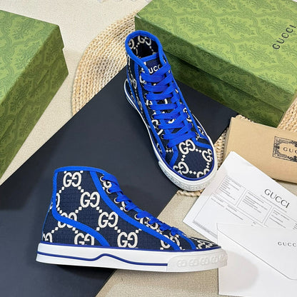 GG Tennis 1977 High Top Sneaker  Black Blue Caro