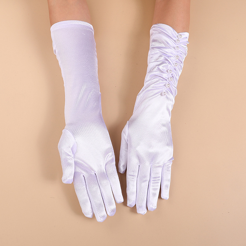 French satin wedding gloves full finger photo etiquette gloves retro dance banquet costume gloves     S6269