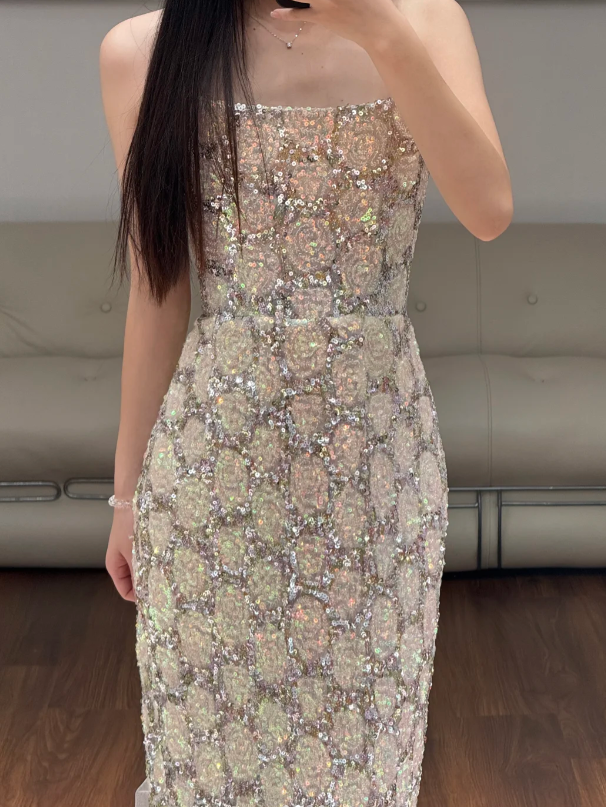 Sequin Lace Prom Party Dress Sparkle 21st Birthday Outfit Evening Dress  fg8620