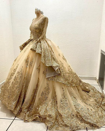 Luxury Quinceanera Dresses Applique Corset Ball Gown Prom Sweet 16 Dress Wedding Dress