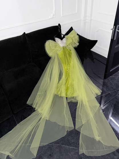 Sparkling  Green Sequined Design Elegant Mermaid Prom Dress Evening Dress D1693