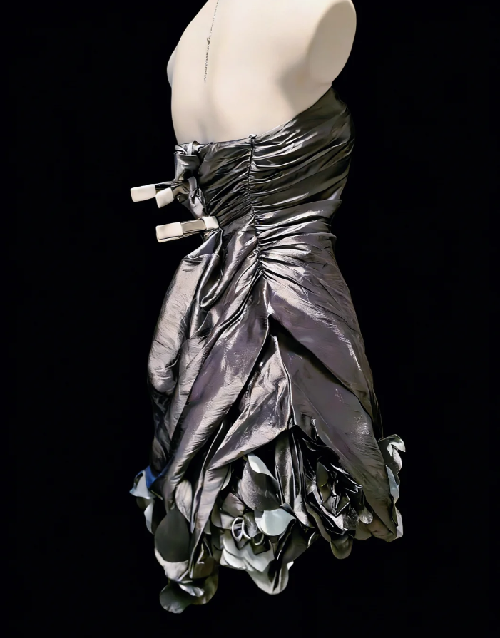 Fashion Smoke Gray Satin Pleated Short Homecoming Dress Birthday Outfits SP1491