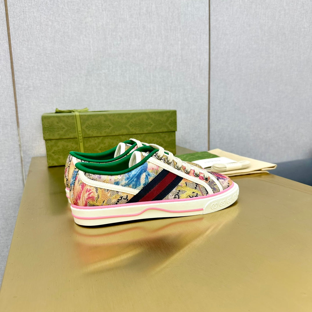 GG TENNIS 1977 TRAINER CANVAS WITH FLOWERS MOTIF