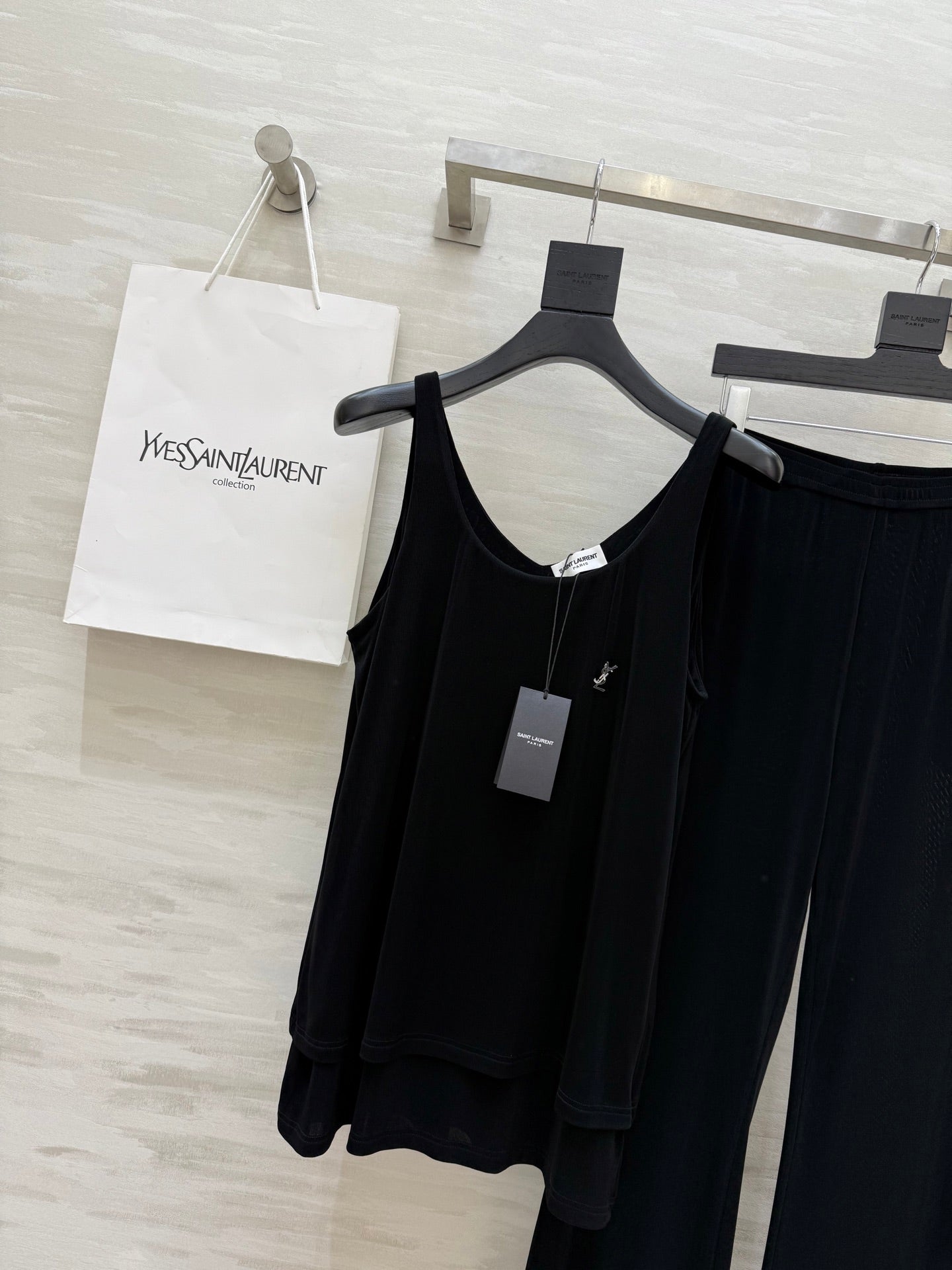 YSL 25 Vest Pant Set Black Acetate