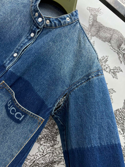 Gucci 25 Denim Shirt Dress Blue Cotton