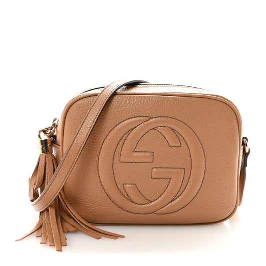 Pebbled Calfskin Small Soho Disco Bag Camelia