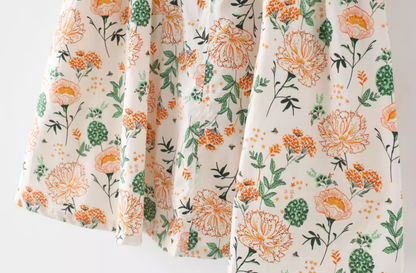 French retro floral big flower slimming waist cinching strapless dress new R2877