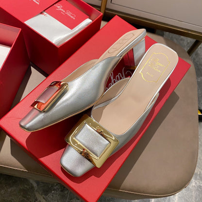 Viv Mules Silver Patent Leather 307799