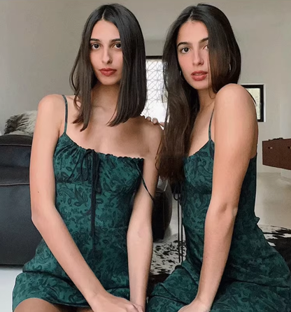 Green cashew color dress with waist and slimming suspenders R2905