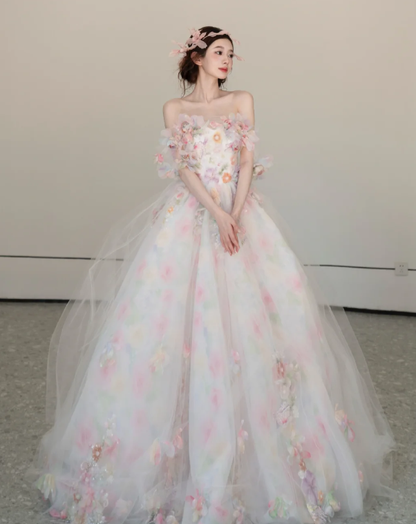 Off The Shoulder Tulle Prom Party Dress Birthday Dress Evening Dress fg8655