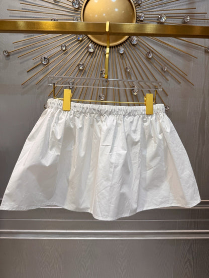 Miumiu 2026 Mini Skirt With Elasticated Waist White Cotton