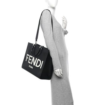 Vitello King Plexiglass Medium Fendi Sunshine Shopper Tote Black White