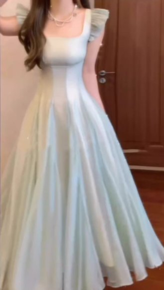 French long skirt new style seaside vacation gentle style temperament waist A-line dress R0472