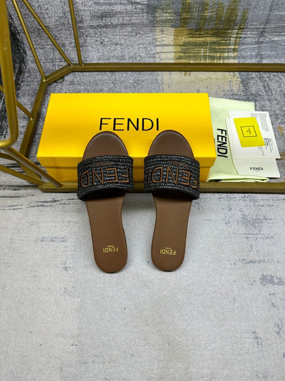 FF Signature 10 Black Brown Cotton Fibre Slide