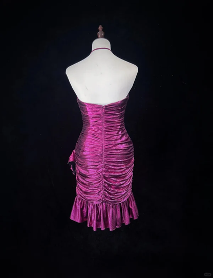 Sexy Halter Pleated Mini Cocktail Dresses Homecoming Dress S272