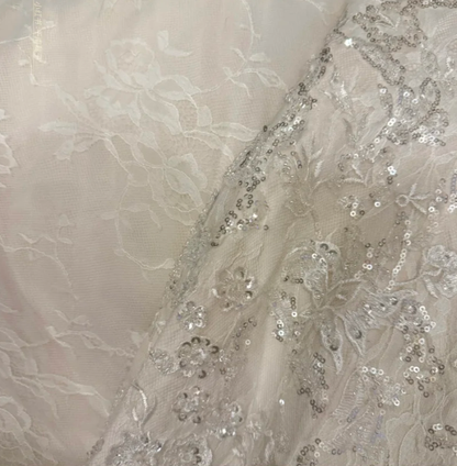 Pretty Strapless White Lace Sequin Beaded Mermaid Long Evening Dress Formal Birthday Birthday Prom Dress Party Gown