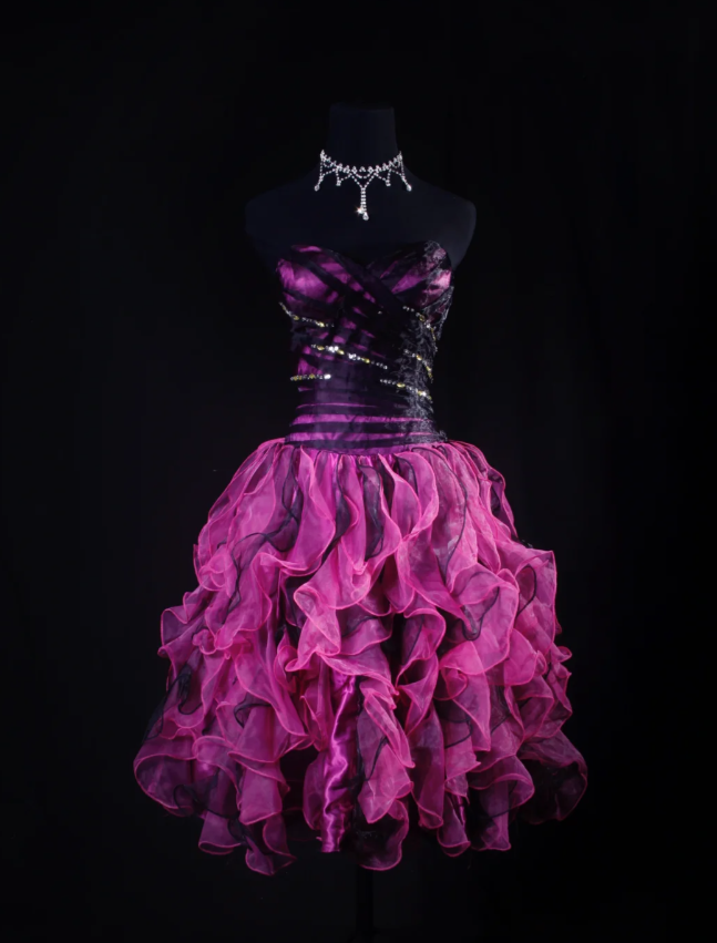 Chic Strapless Hot Pink Ruffle Multi-Layered Princess Party Dress Two-way Prom Dress D2236