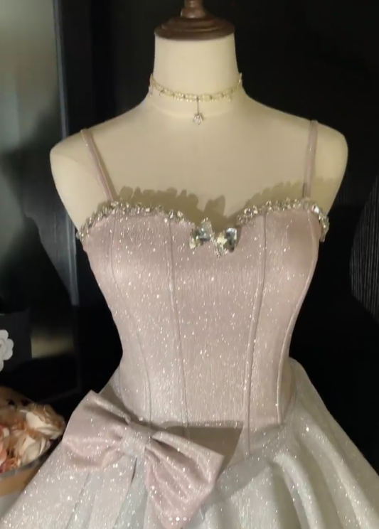 Glitter Spaghetti Straps Sweetheart Neck A Line Short Homecoming Dress Birthday Outfits S655