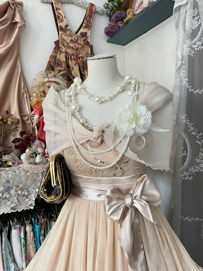 Light Brown Vintage Backless Fitted A-Line Mini Dress, Ball Gown R6212