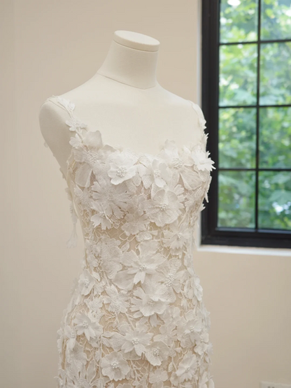 White halter-neck fitted lace floral sexy long ball gown/bridal dress R8482