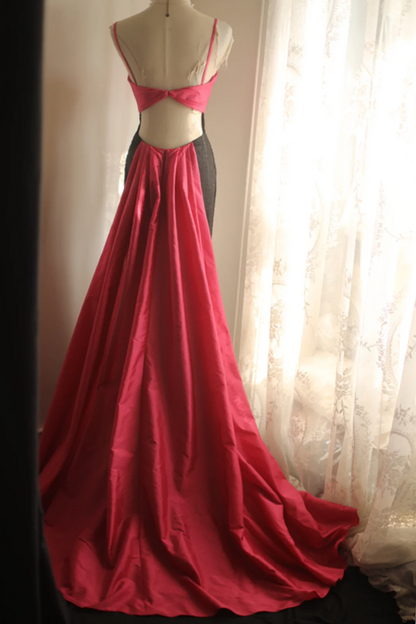 Pink halter-neck fitted bodycon long ball gown R6770