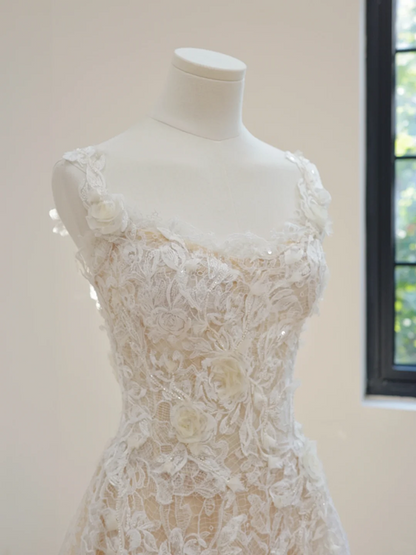 White lace halter-neck fitted long ball gown/bridal dress R8522