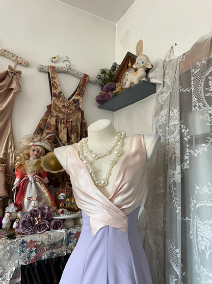 Light purple slim waist elegant and gentle long skirt ball gown R6132