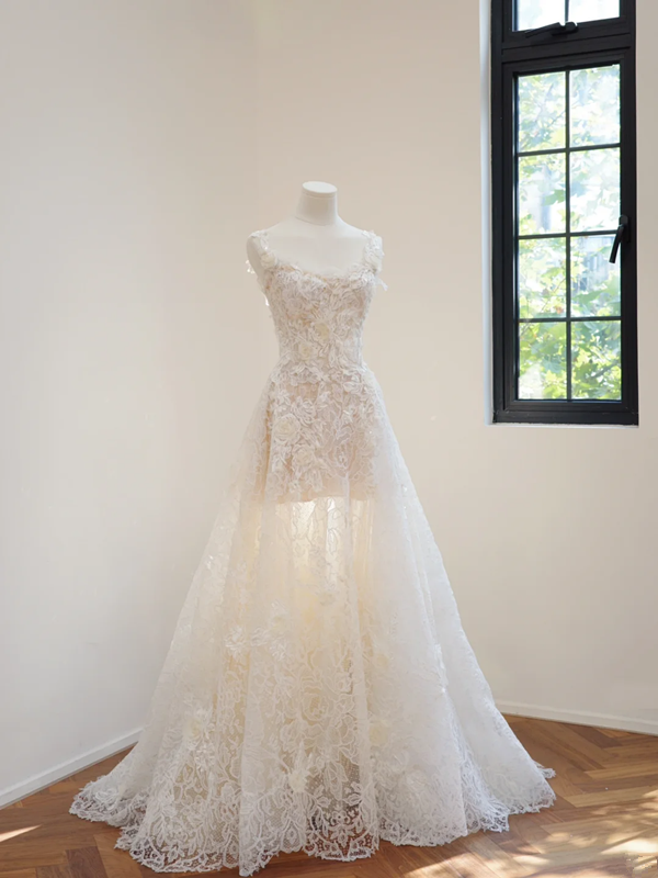 White lace halter-neck fitted long ball gown/bridal dress R8522