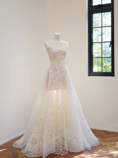 White lace halter-neck fitted long ball gown/bridal dress R8522