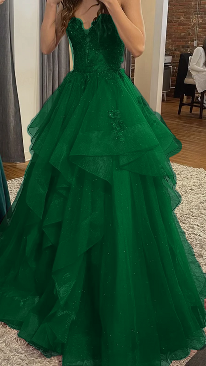 Burgundy Shinny Tulle A-Line Long Prom Dress Evening Party Dresses  fg7644