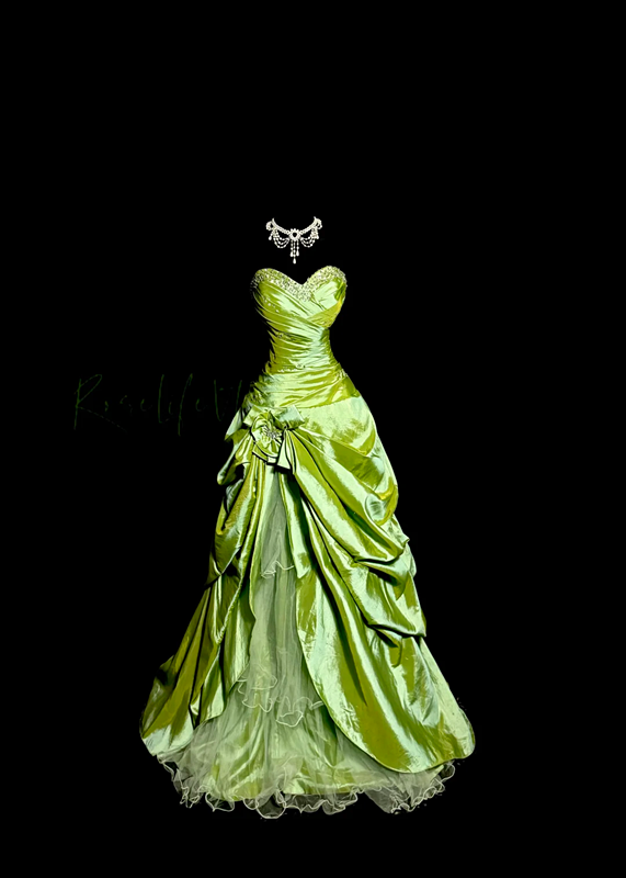 Green strapless fitted waist slim-fitting ball gown with a full skirt exudes classic elegance R8100