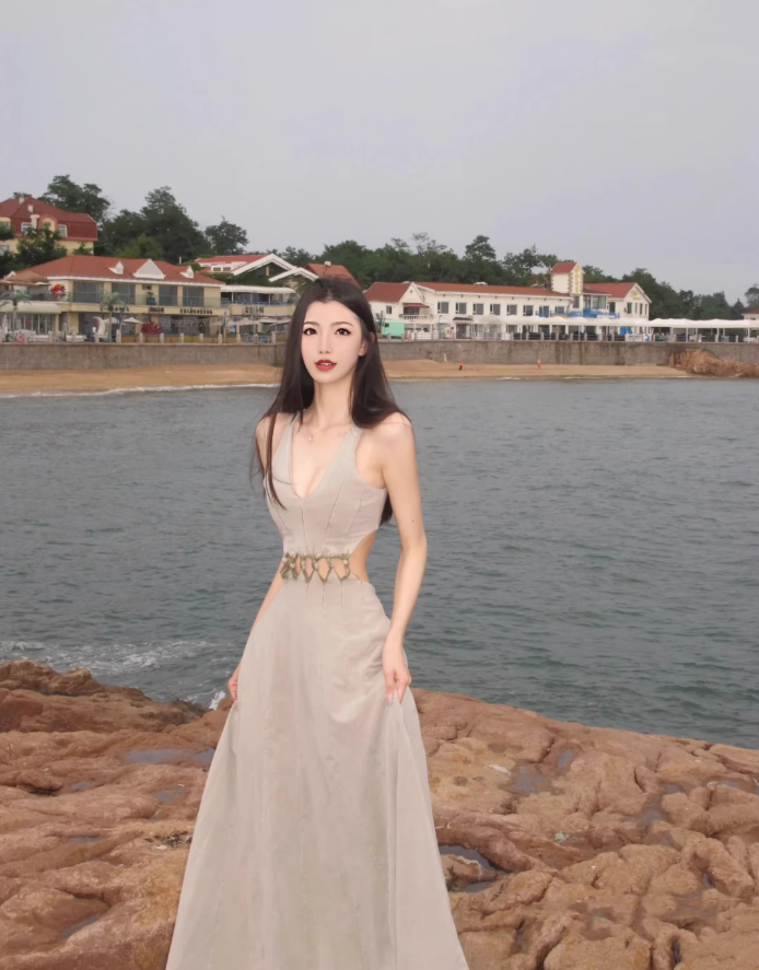 Sexy backless sleeveless dress hollow cold temperament long dress R0486