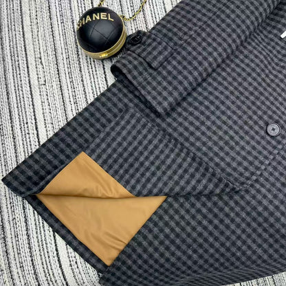 MIUMIU HOODED LONG CHECKED COAT STYLE 30