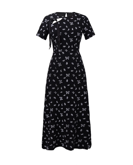 Black new Chinese dress 2025 new niche design long skirt high-end temperament cheongsam skirt R0112