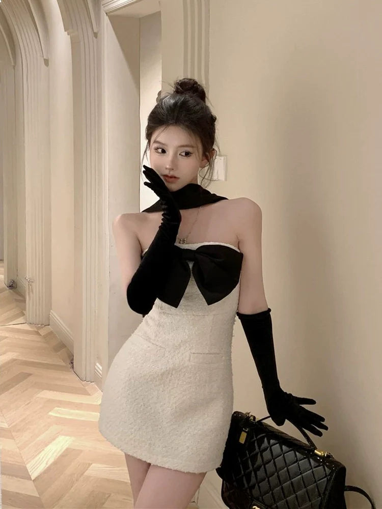 Birthday dress strapless halter neck dress    S5823