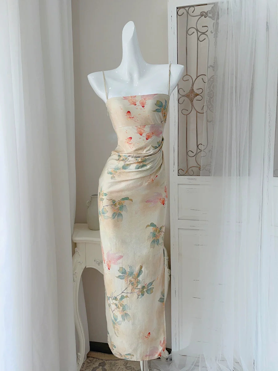 fashion suspender dress New style long party dress      S6041