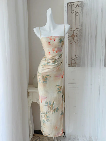 fashion suspender dress New style long party dress      S6041