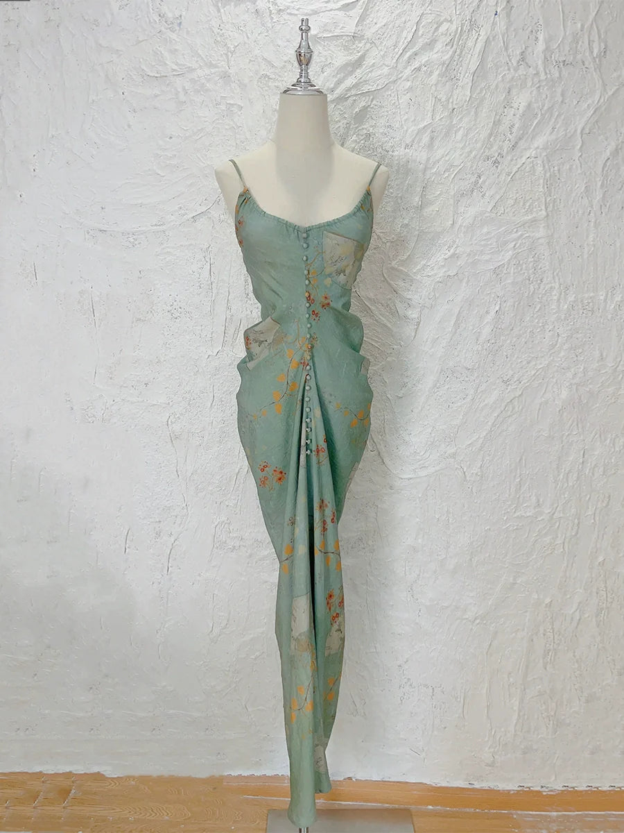 retro new backless long party dress         S6029