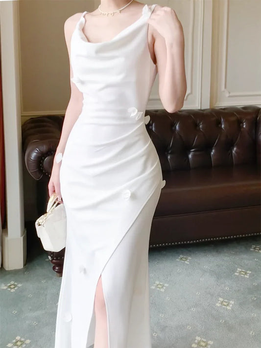 White dress new long party dress    S6089