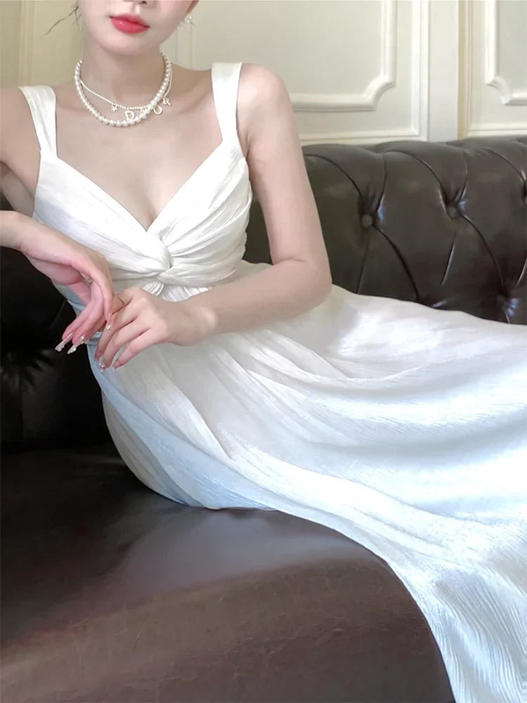 white holiday beach backless dress party dress    S6059