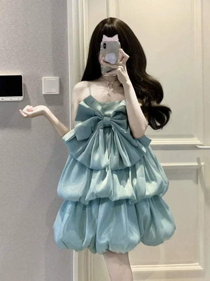 Bowknot suspender dress cute sweet princess party dress    S5825
