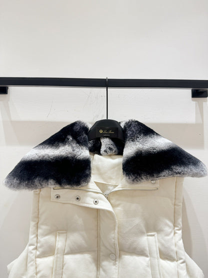 LP 25 Vest White Black Fur Cashmere Wool 310254
