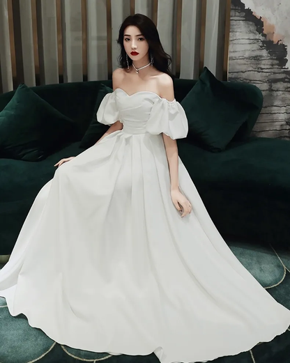 New long off shoulder women bridal wedding dress prom evening party gown     S5435