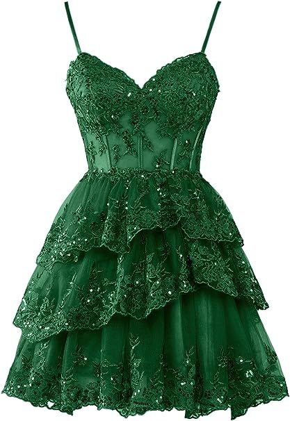 Lace Tulle Homecoming Dresses Short Applique Corset Tiered Formal Party Gowns