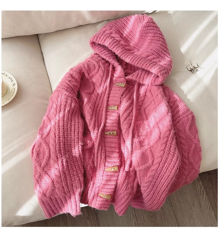 Solid Color Sweater Coat Women's New Style Cardigan Top     S4875