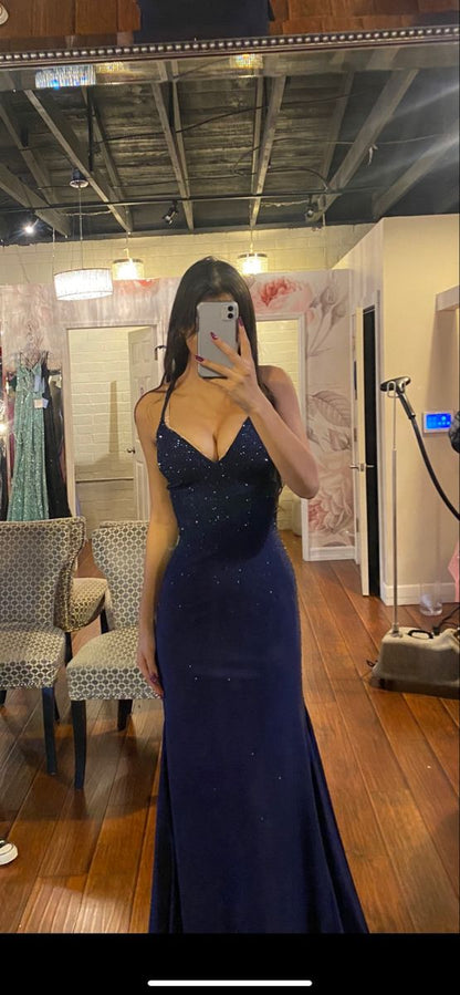 Elegant Navy Blue Mermaid Prom Dress Navy Blue Evening Gown