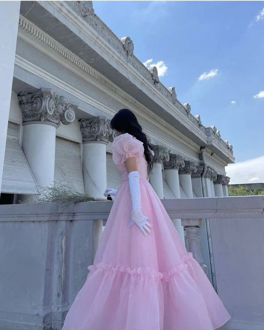 Vintage Pink A-line Prom Dress,Pink Princess Dress     fg5427